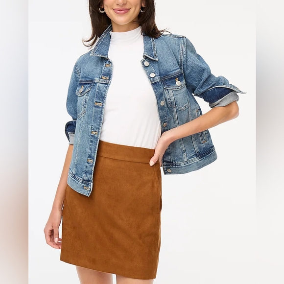 J. CREW Faux Suède Mini Skirt NWT Sz 10 - Picture 1 of 6